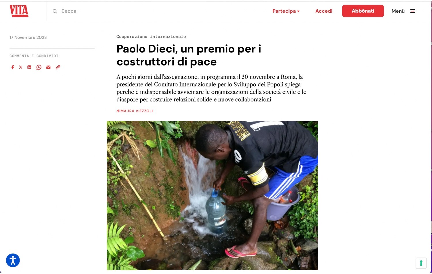 Paolo Dieci, un premio per i costruttori di pace Image 1